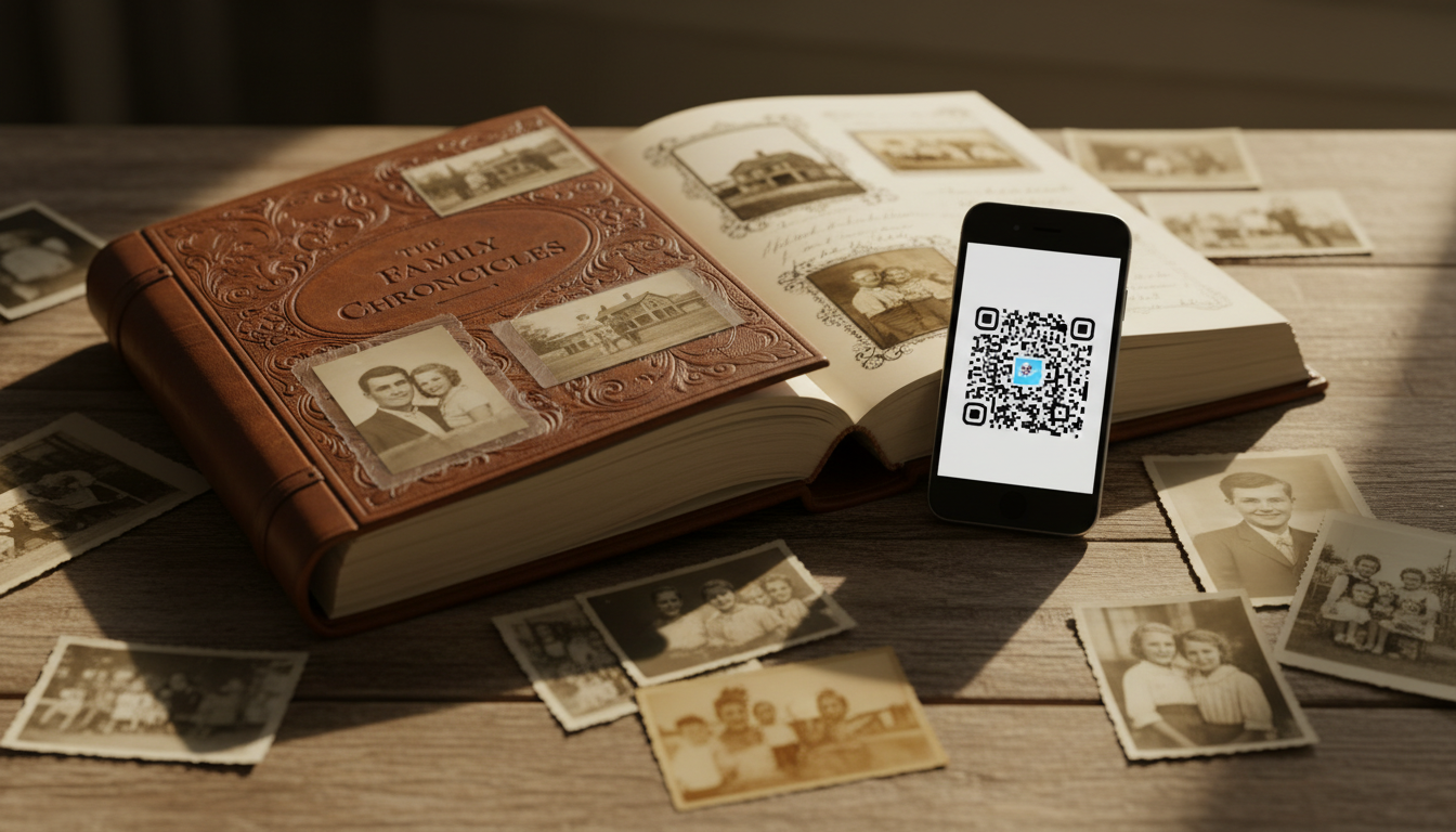 Legacy Book with QR codes and family photos